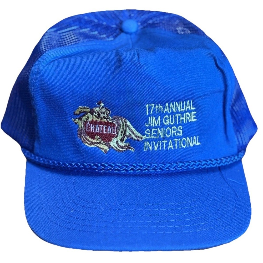 Vintage 80s Jim Guthrie Seniors Invitational Chateau Trucker Hat Mesh Snapback